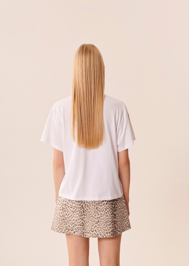 T-shirt Taraloveblanc en coton brodé