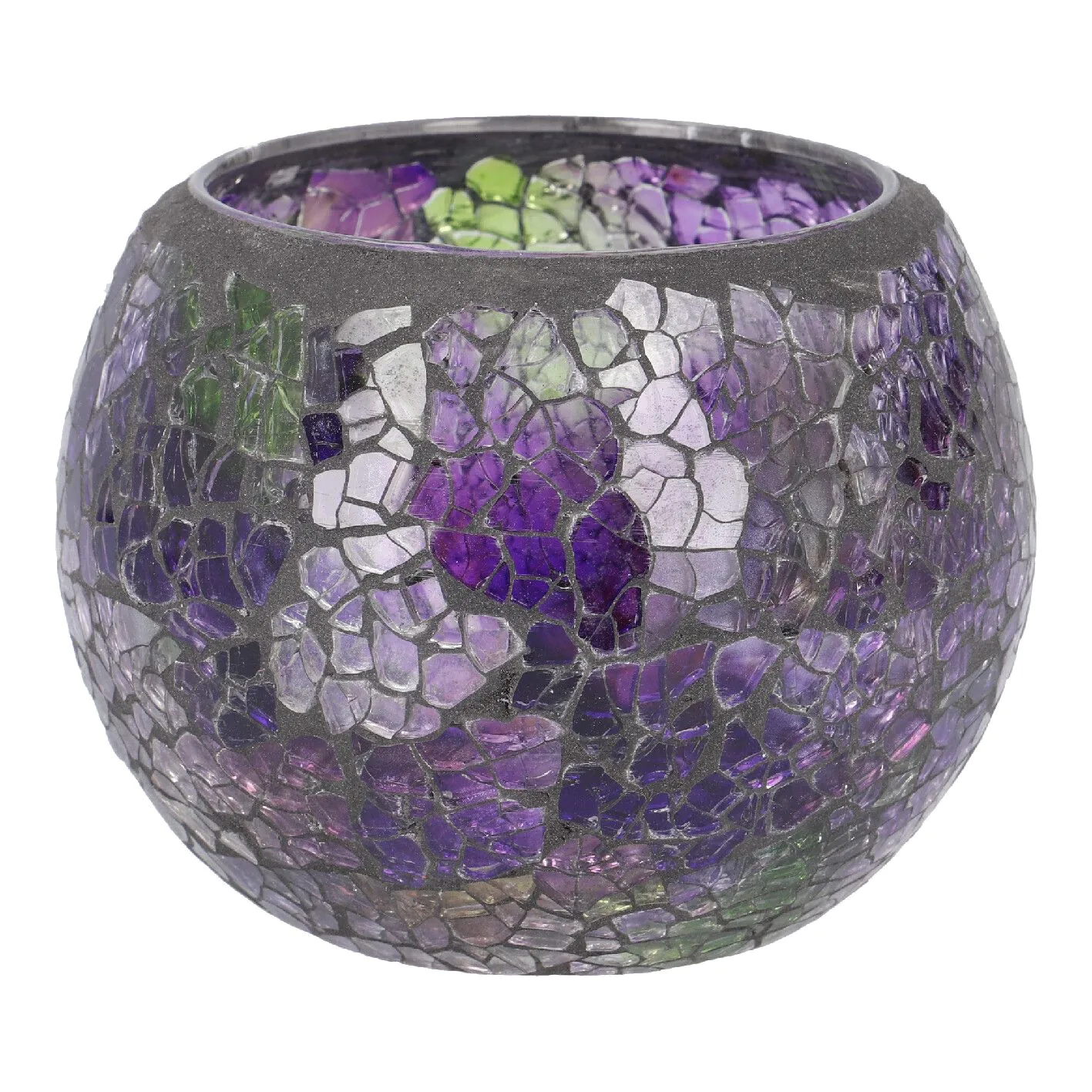 Kugel-Windlicht Mosaik, lila/grün, 10 x 8 cm