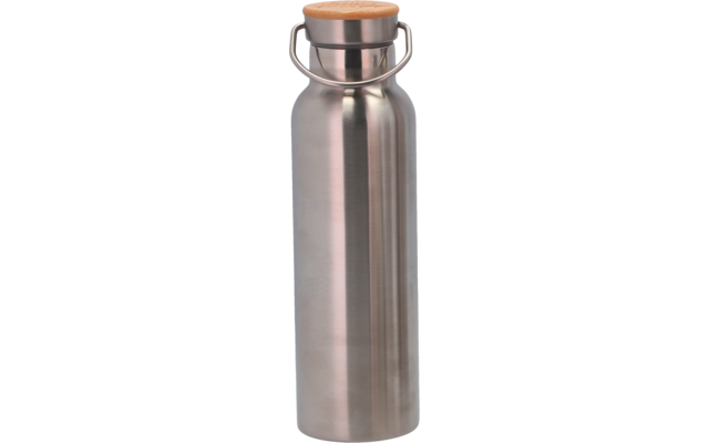 Camplife Edelstahl Isolierflasche mit Bambusdeckel