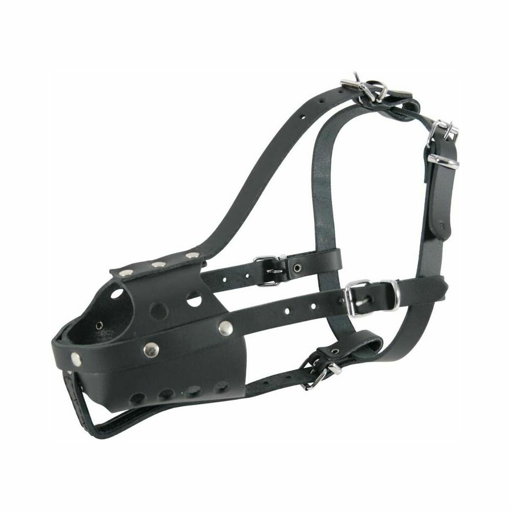Muselière en cuir pour chien type police noire taille 5