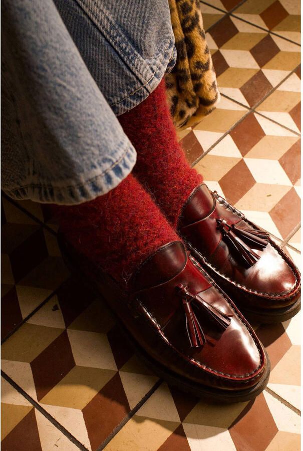 Sissy- Donkerrode leren chunky loafer