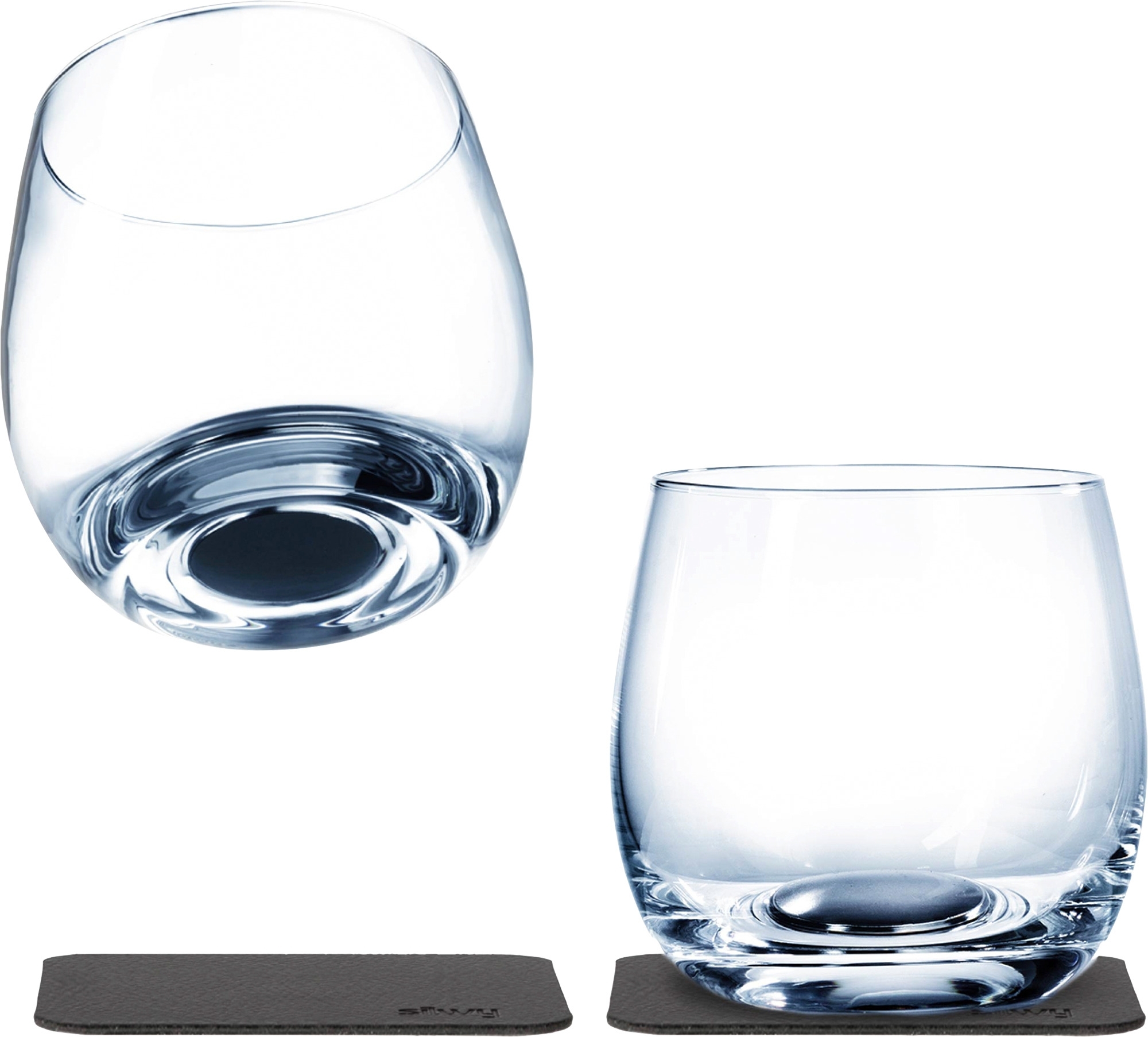 Silwy Magnet-Whiskygläser inkl. Untersetzer 2er Set (250 ml)