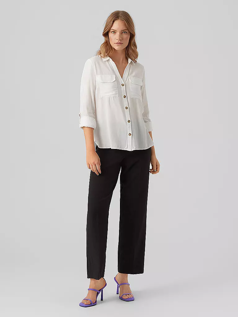 VERO MODA Bluse langarm VMBUMPY weiss