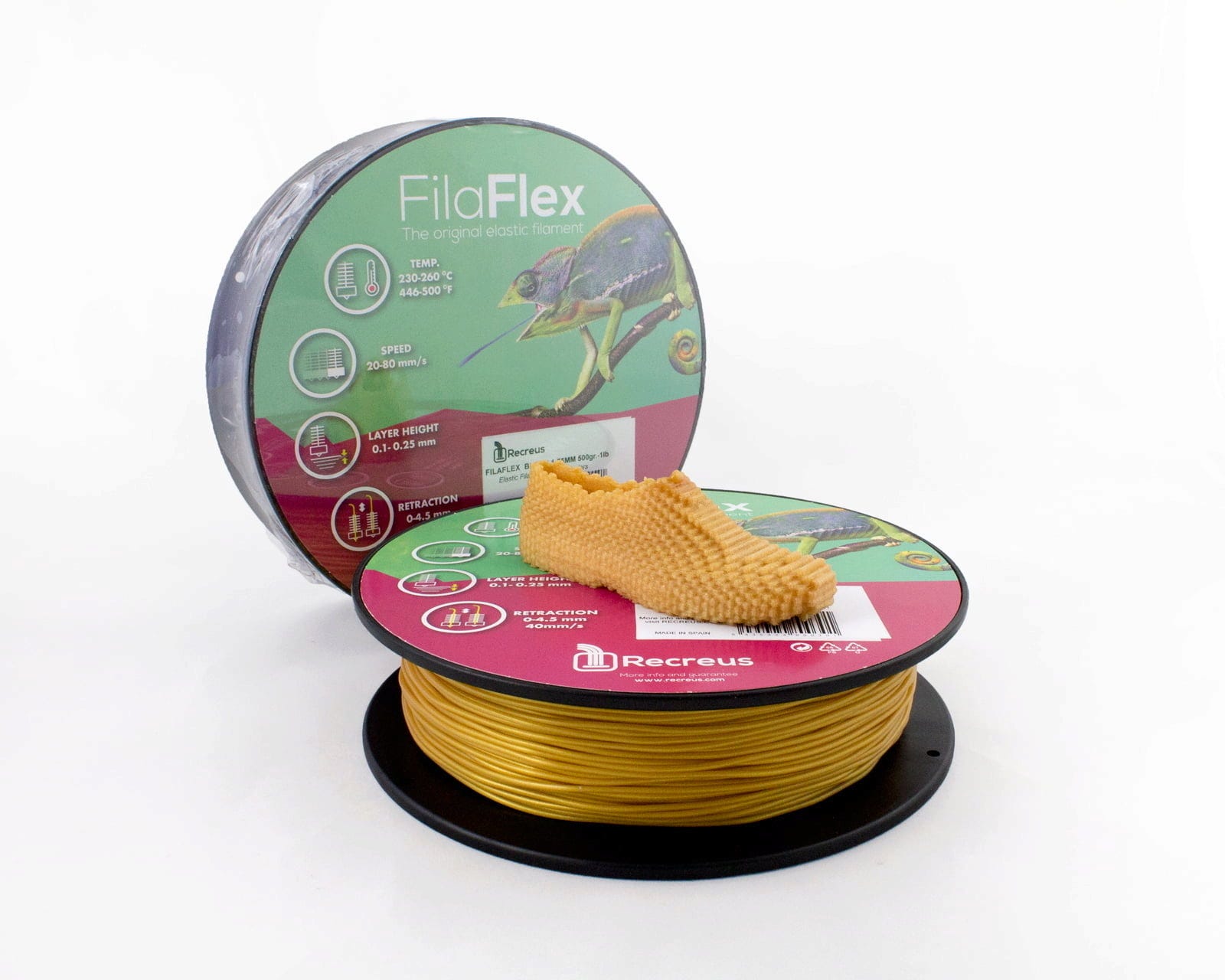 Recreus  Filaflex Gold, 1,75 mm / 500 g    Flexibles Filament in Gold