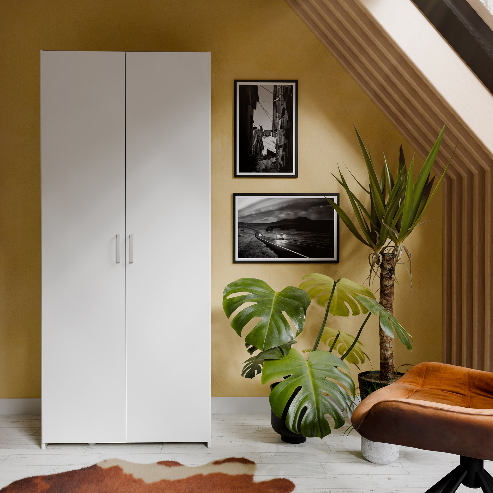 Drehtürenschrank - weiß - 2 Türen - 79,7 cm