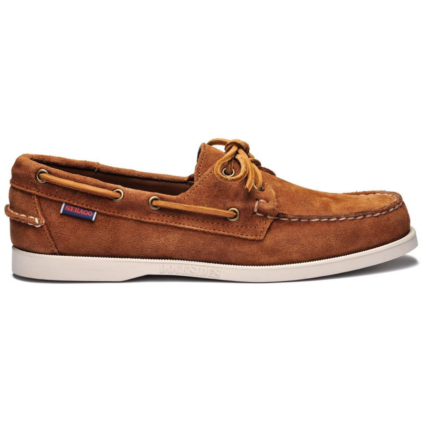 DOCKSIDES SUEDE BROWN COGNAC-Chaussures bateau pour homme en suede cognac Portland