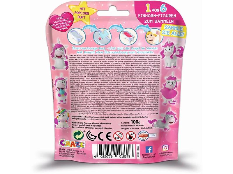 Craze Badekugel Inkee: Mit Überraschung – Unicorn 1 Stück Badespass mit Unicorn Figuren