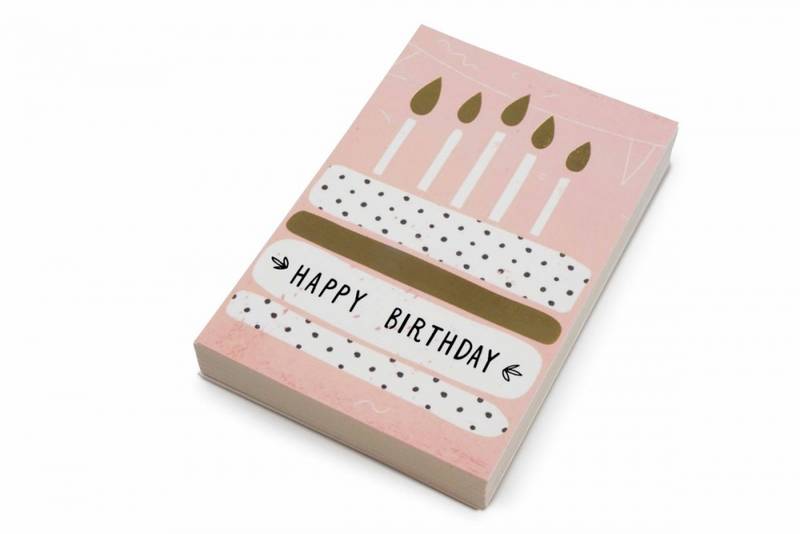 Gratulasjonskort , Happy Birthday, Rosa
