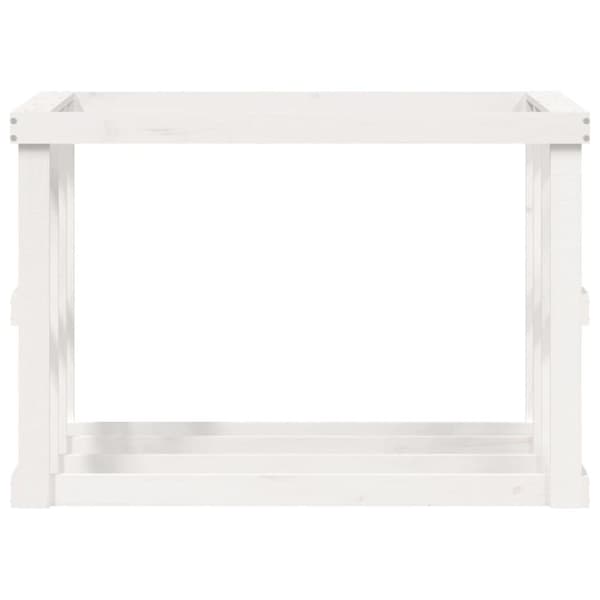 vidaXL Utendørs vedstativ hvit 108x52x74 cm heltre furu