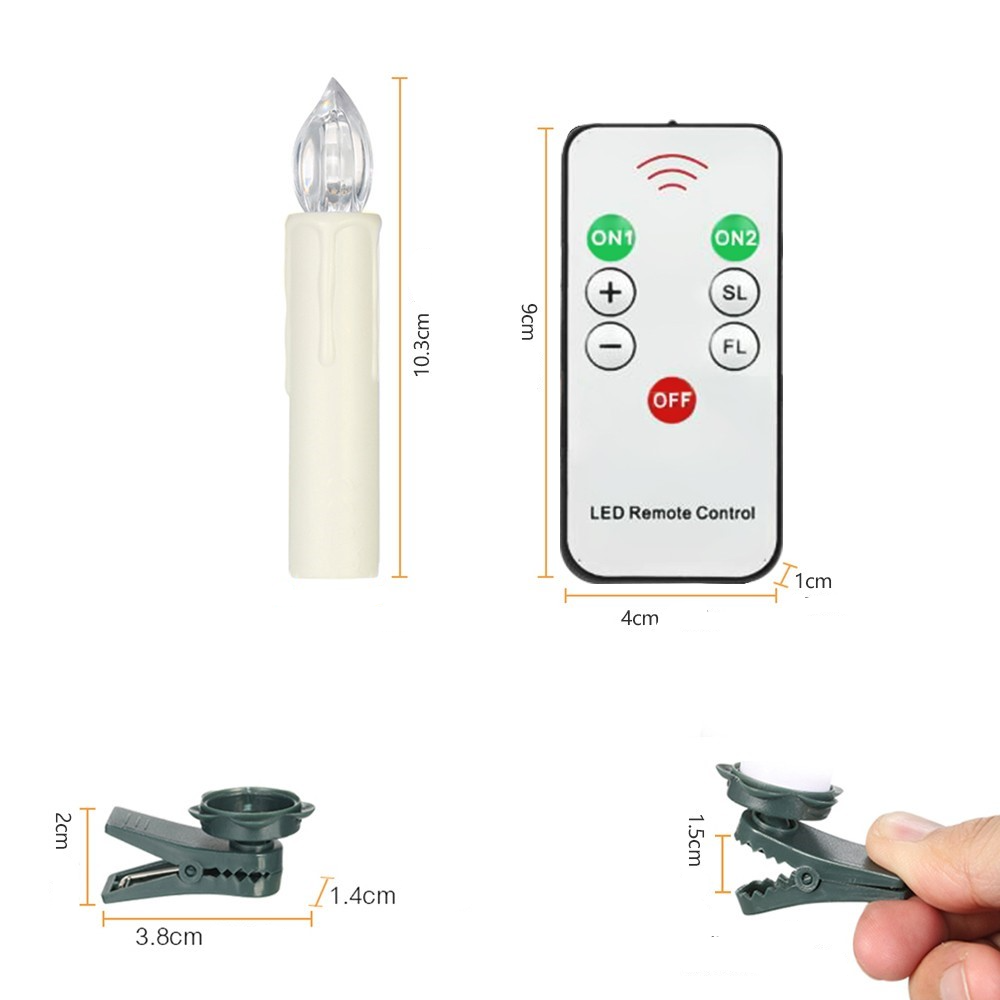 (30er Set) 10cm LED Weihnachtsbaum Kerzen Christbaum Beleuchtung inkl. Fernbedienung (Batteriebetrieben) - Warmweiss