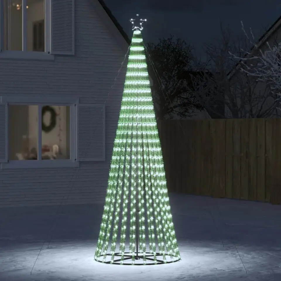 vidaXL - LED-kerstboom met spikes 688 LEDs 100x300 cm - Koudwit - Koper, ijzer