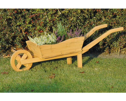 Houten bloembak/kruiwagen, 107 x 29 x 30 cm, bruin