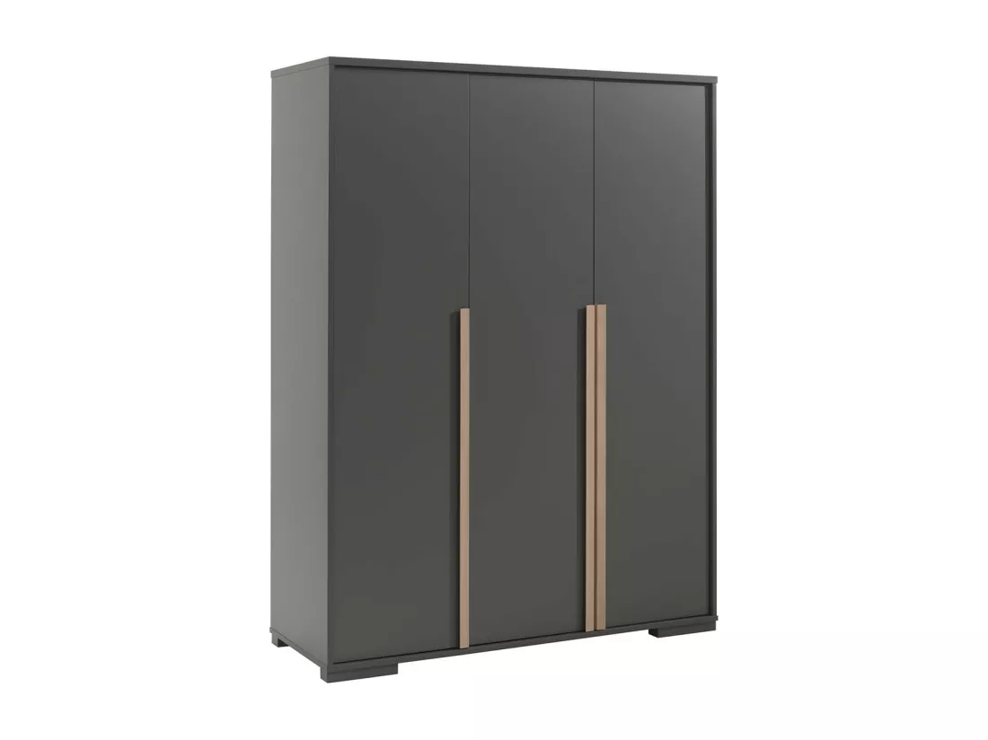 NASH DARK - Lit 90x200cm + Chevet + Armoire 3P + Pack Bureau