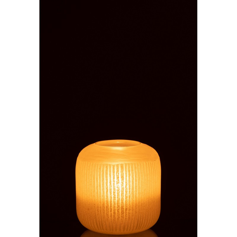 Vase avec lignes en verre jaune 17x17x16 cm