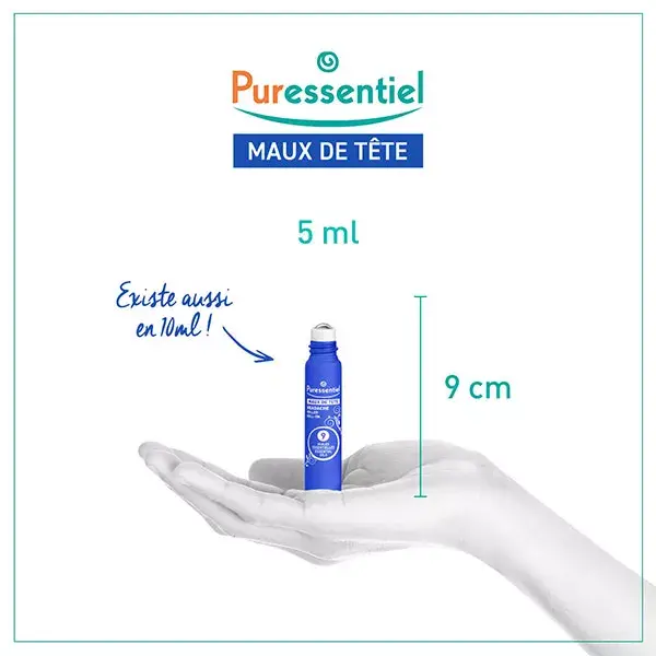 Puressentiel Wellbeing Roll-on para Dor de Cabeça com 9 Óleos Essenciais 5ml