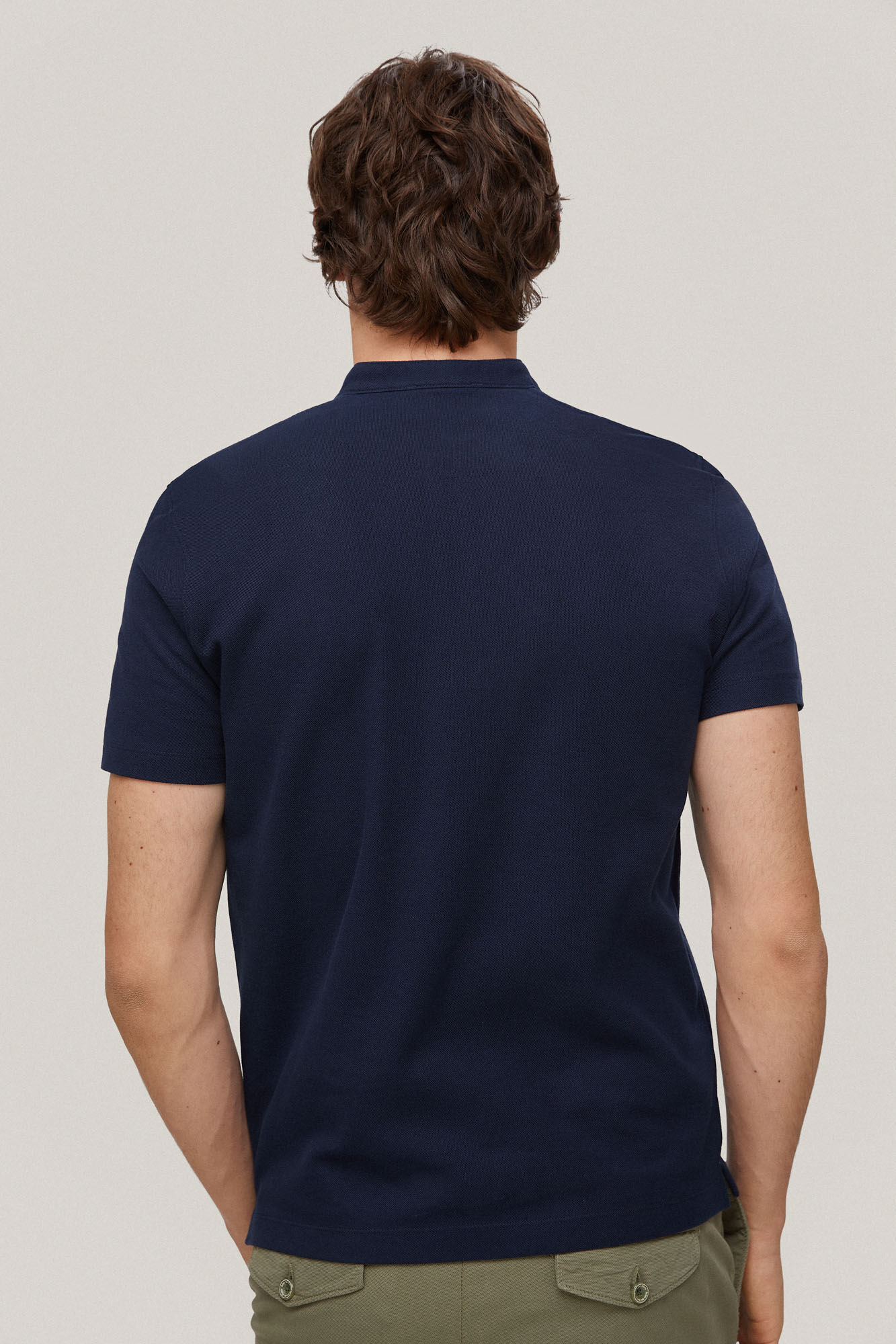 Camisa polo com gola mandarim e acabamento anti-odor - Azul