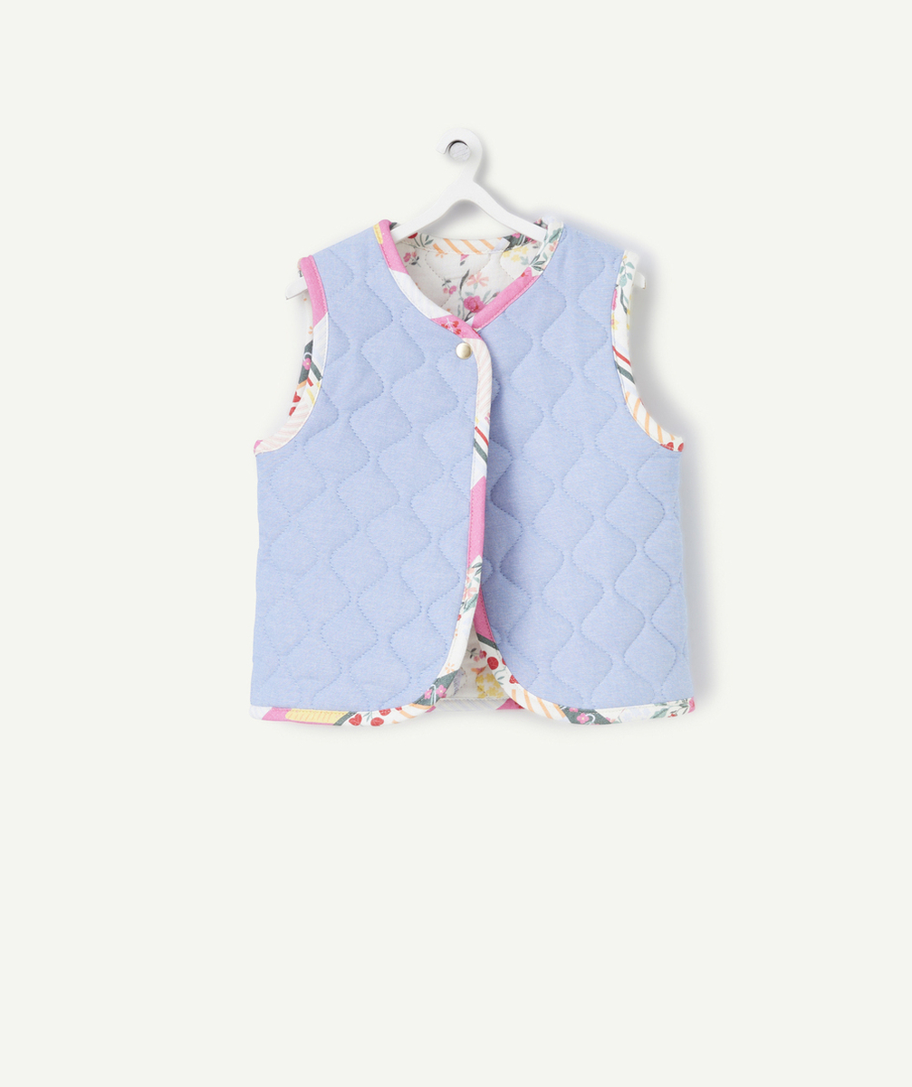 GILET SANS MANCHES RÉVERSIBLE BÉBÉ FILLE EN REMBOURRAGE RECYCLÉ PATCHWORK
