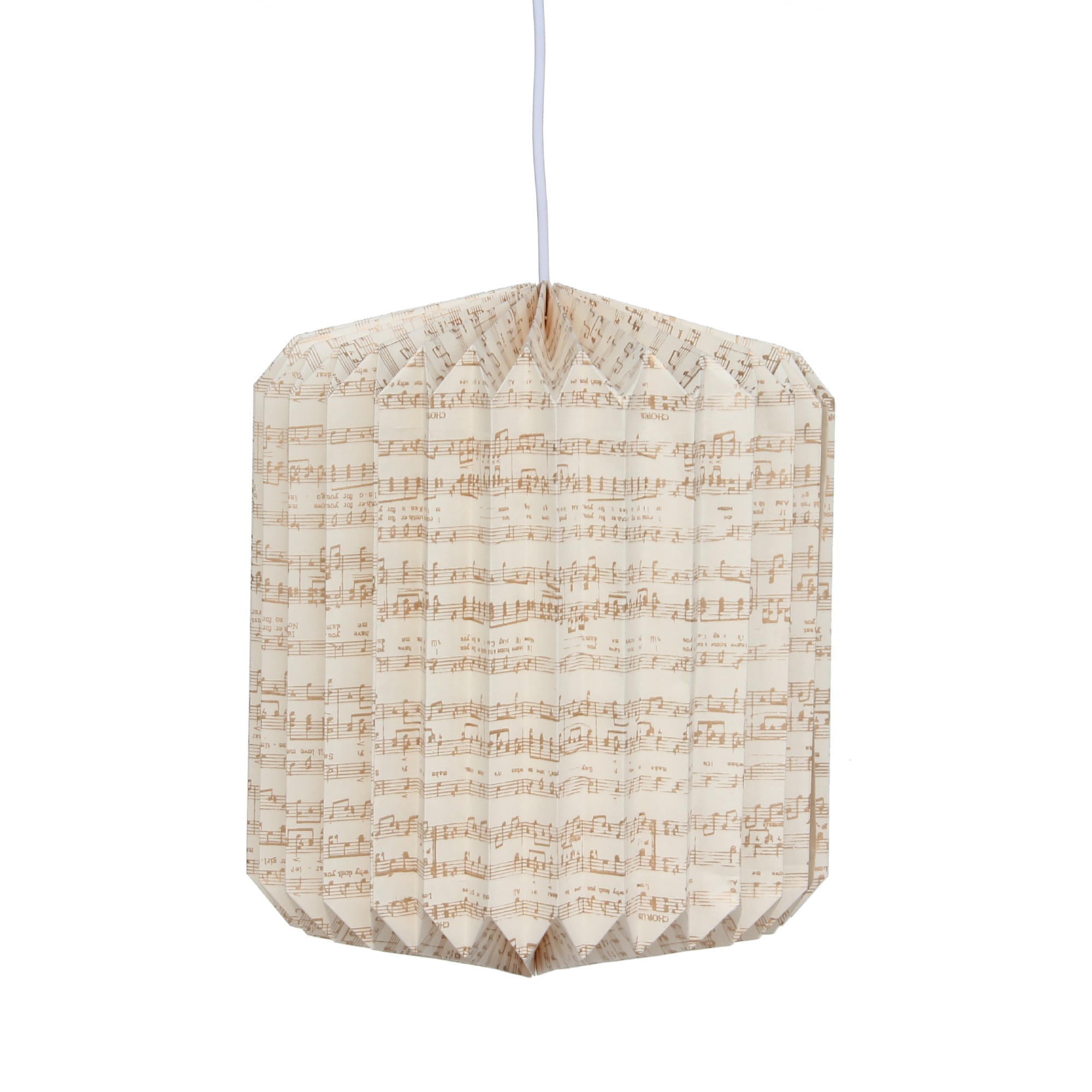 Papierlampe 'Noten', gold, weiß, Ø 32 cm, H 34 cm von fischer's lagerhaus