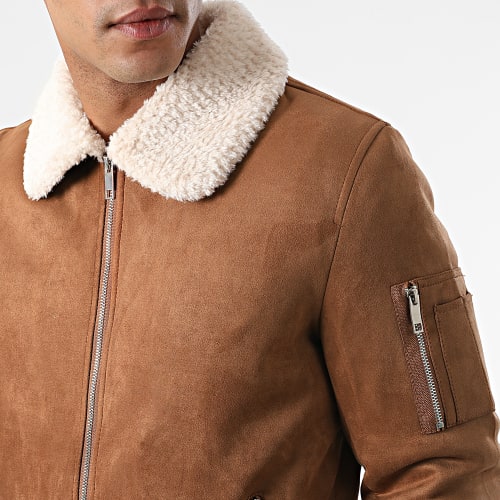 Bomber Suédine Col Mouton Camel