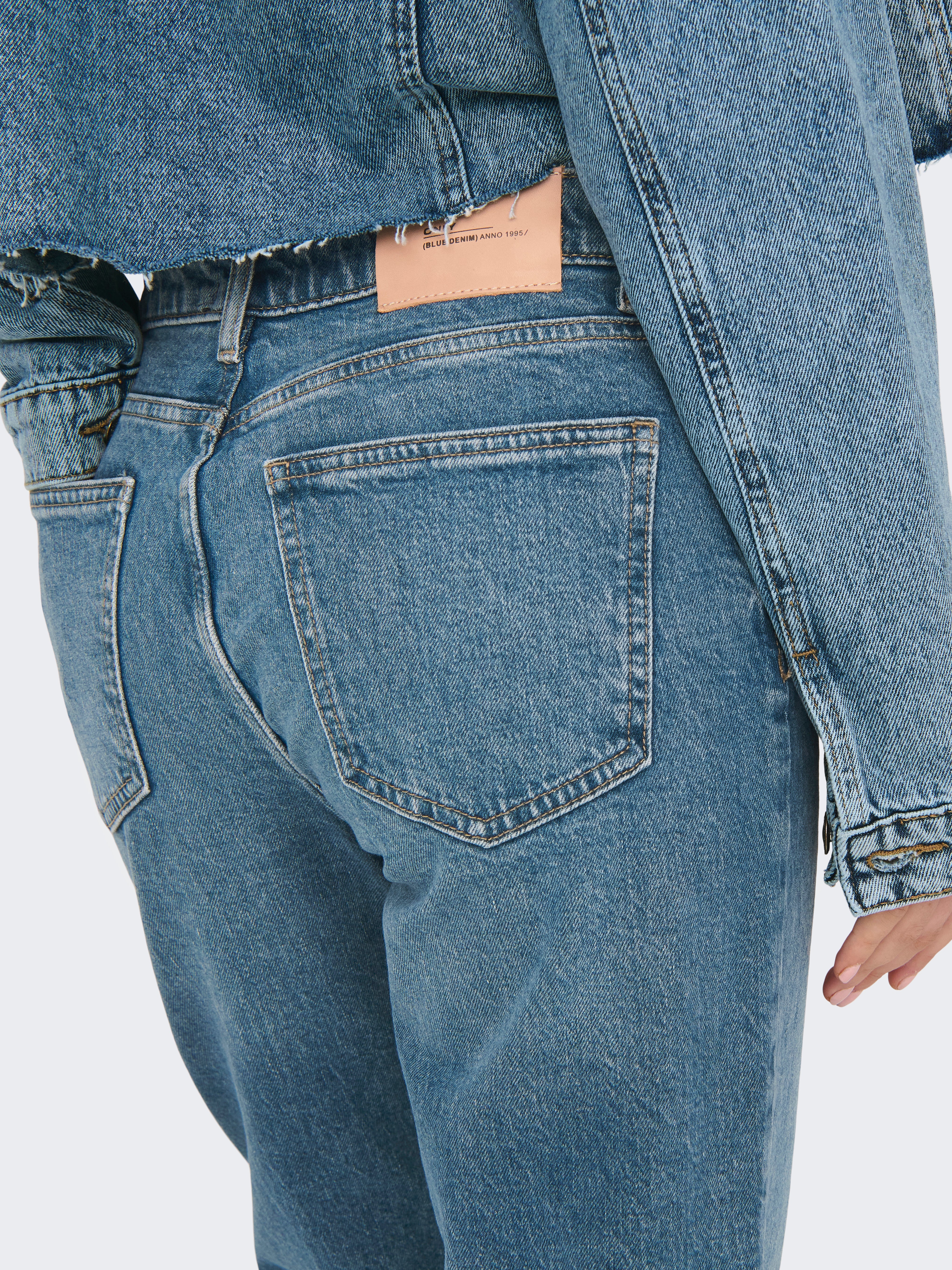 ONLEMILY Hohe Taille Gerade geschnitten Jeans Dark Blue Denim