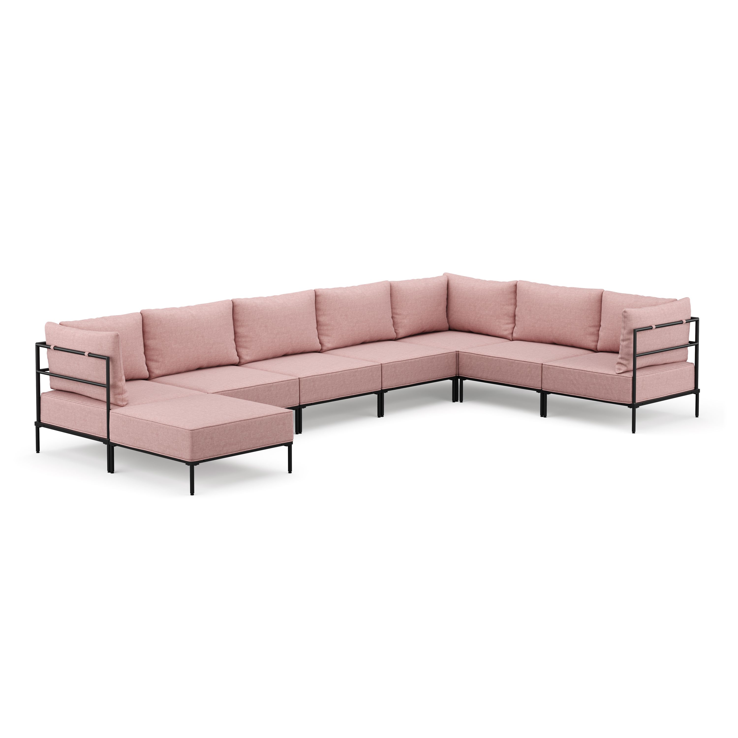 Ecksofa ETHAN Deluxe 6-Sitzer rosa