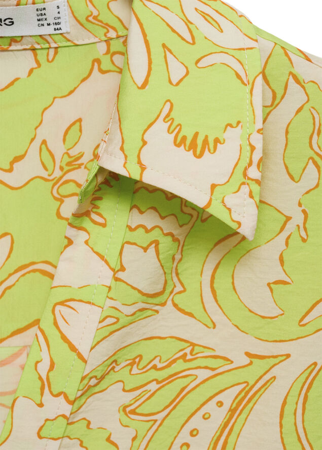 MANGO Printed short-sleeved shirt Bright yellow