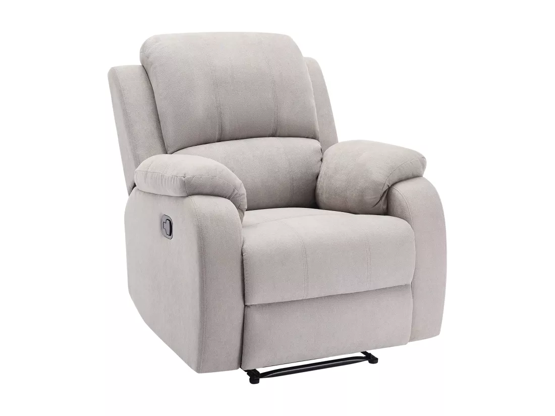 Canapé 3 places et fauteuil relax en microfibre gris clair BRODY