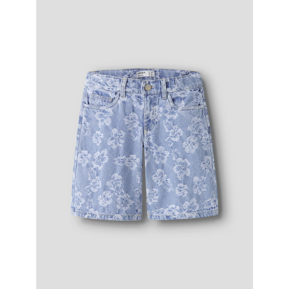 Køb Name It Light Blue Denim Flowers Nkfrose Dnm Jacq Long Shorts 2440-Ja H