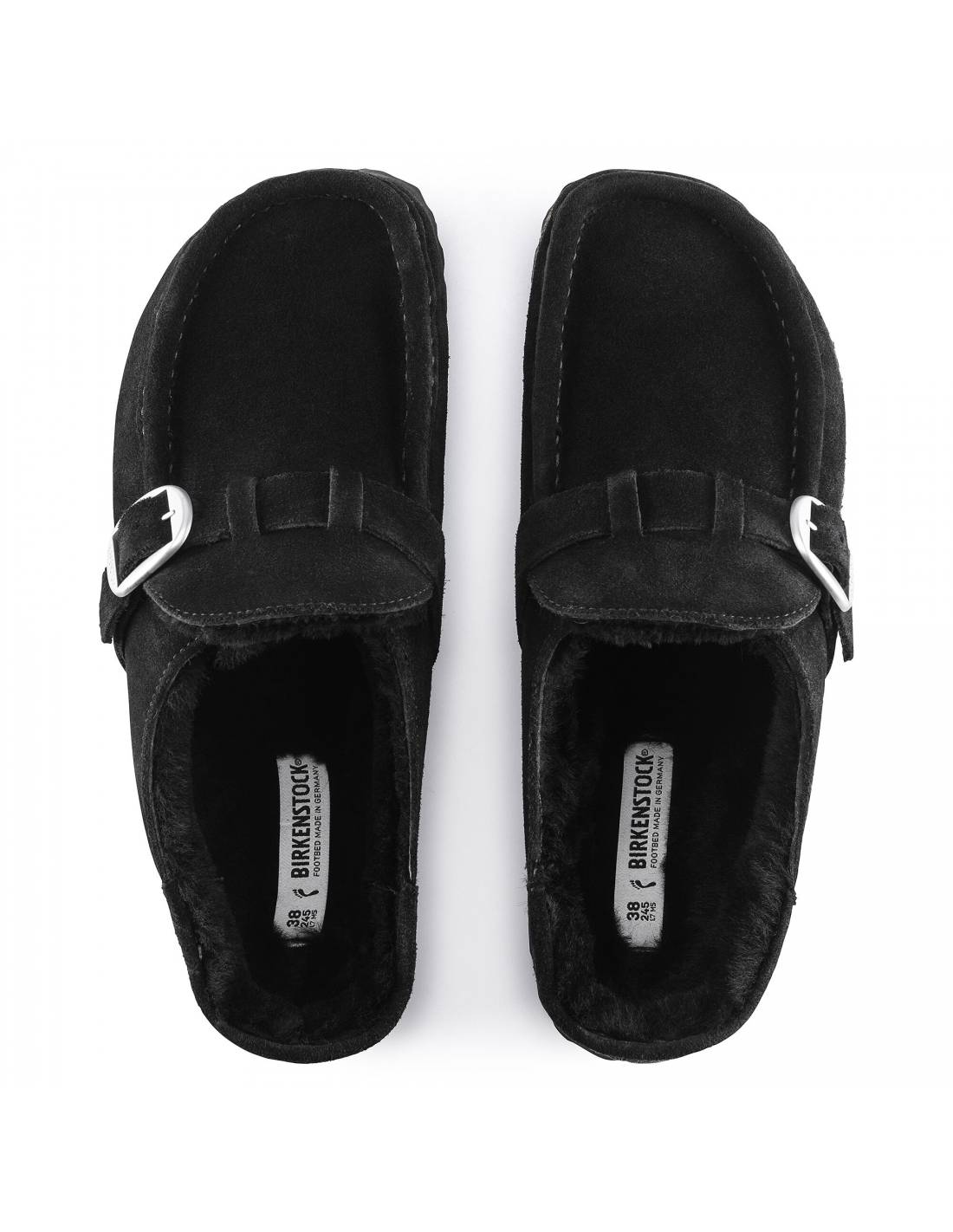 birkenstock sabots fourrés femme buckley suede shearling daim noir