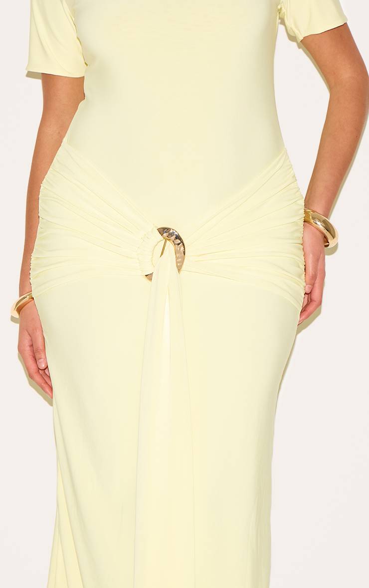 Butter Yellow Robe Longue Grande Taille Col Bateau Avec Détail Taille Cache-cœur