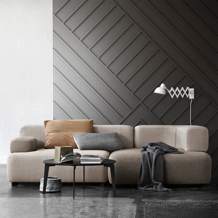 Fritz Hansen - Alphabet Ecksofa, 2-Sitzer, Armlehne links, beige (Christianshavn 1120)