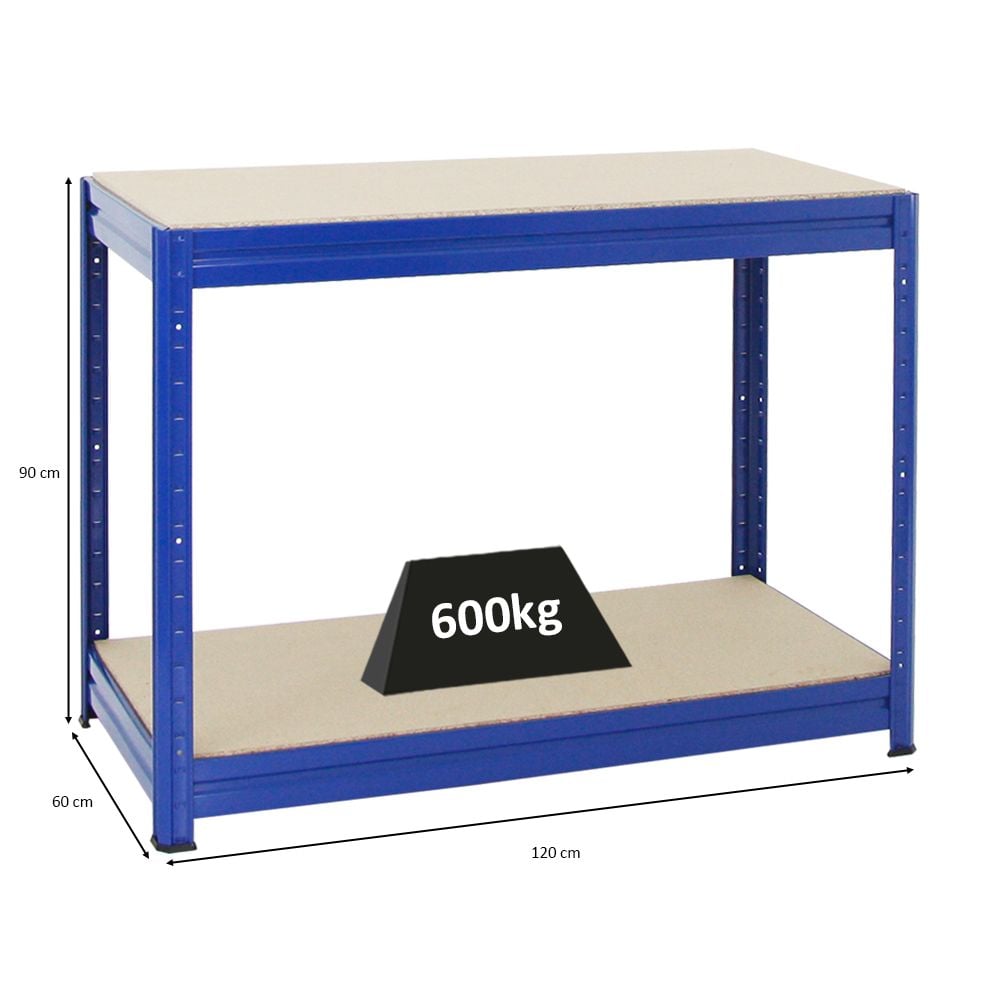 PROREGAL Mega Deal 3x In hoogte verstelbare werkbank Dino HxBxD 90 x 120 x 60 cm Draagvermogen 600 kg Blauw