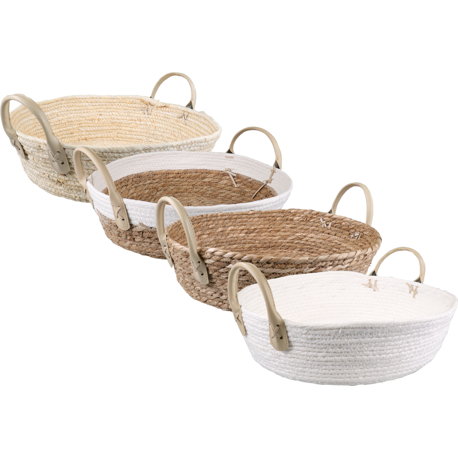 Mand, papier met zeegras, 10cm, rond, naturel