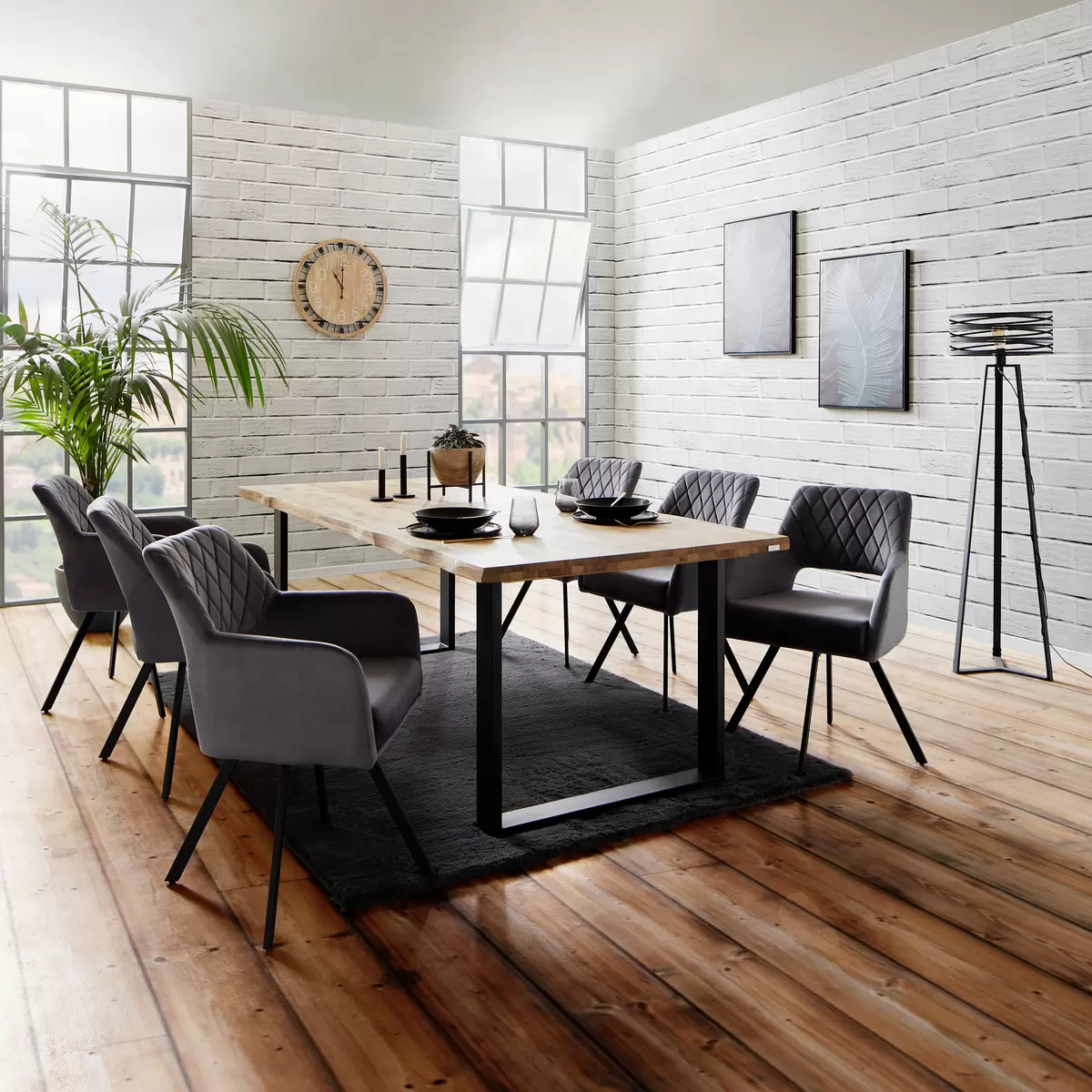 Esstisch James Wood 220 schwarz,Eiche