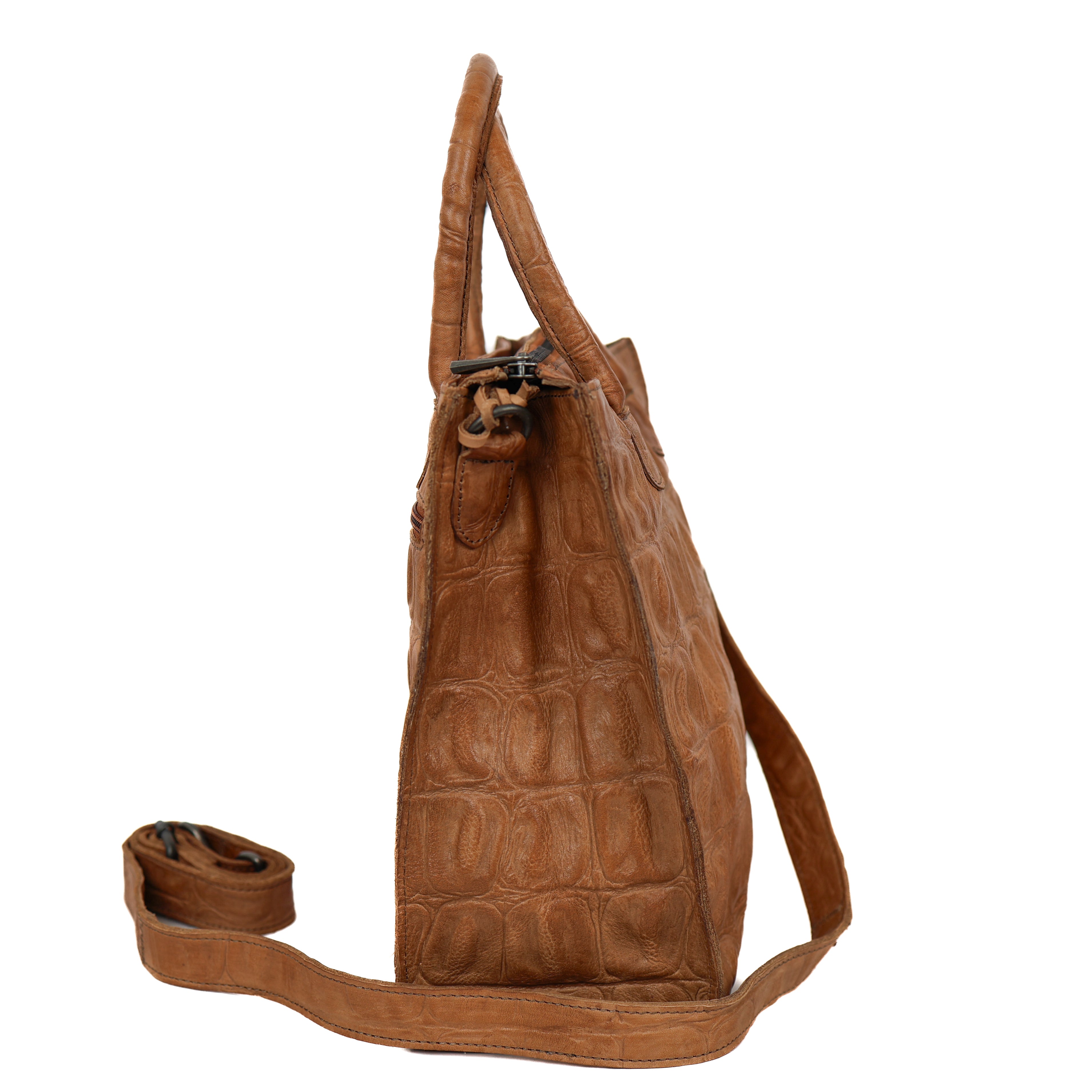 Hand-/schoudertas 'Bonnie' croco taupe