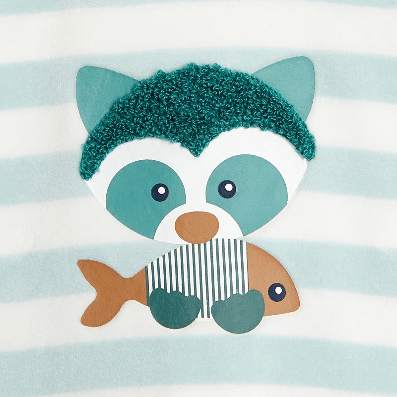 Dors-bien velours animaux vert bébé garçon