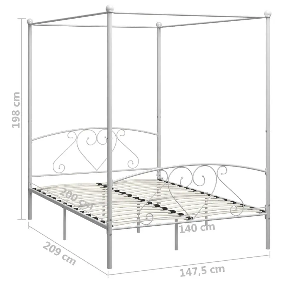 vidaXL - Hemelbed met hoofdbord - Wit - Metaal - 140x200 cm