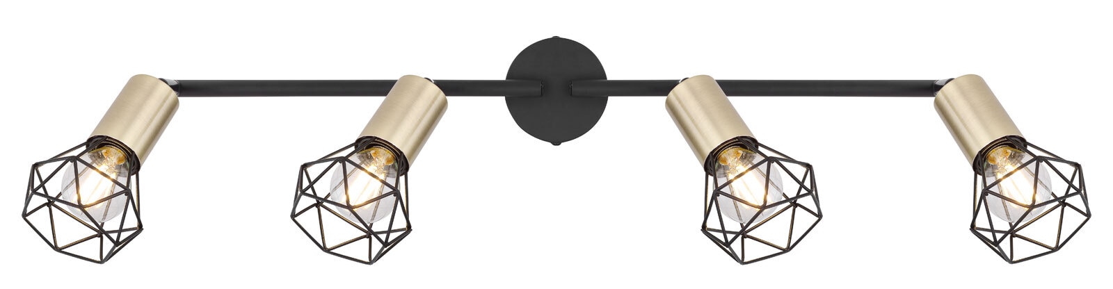 GLOBO Retrofit Deckenlampe XARA I 4 Spots schwarz /messingfarbig