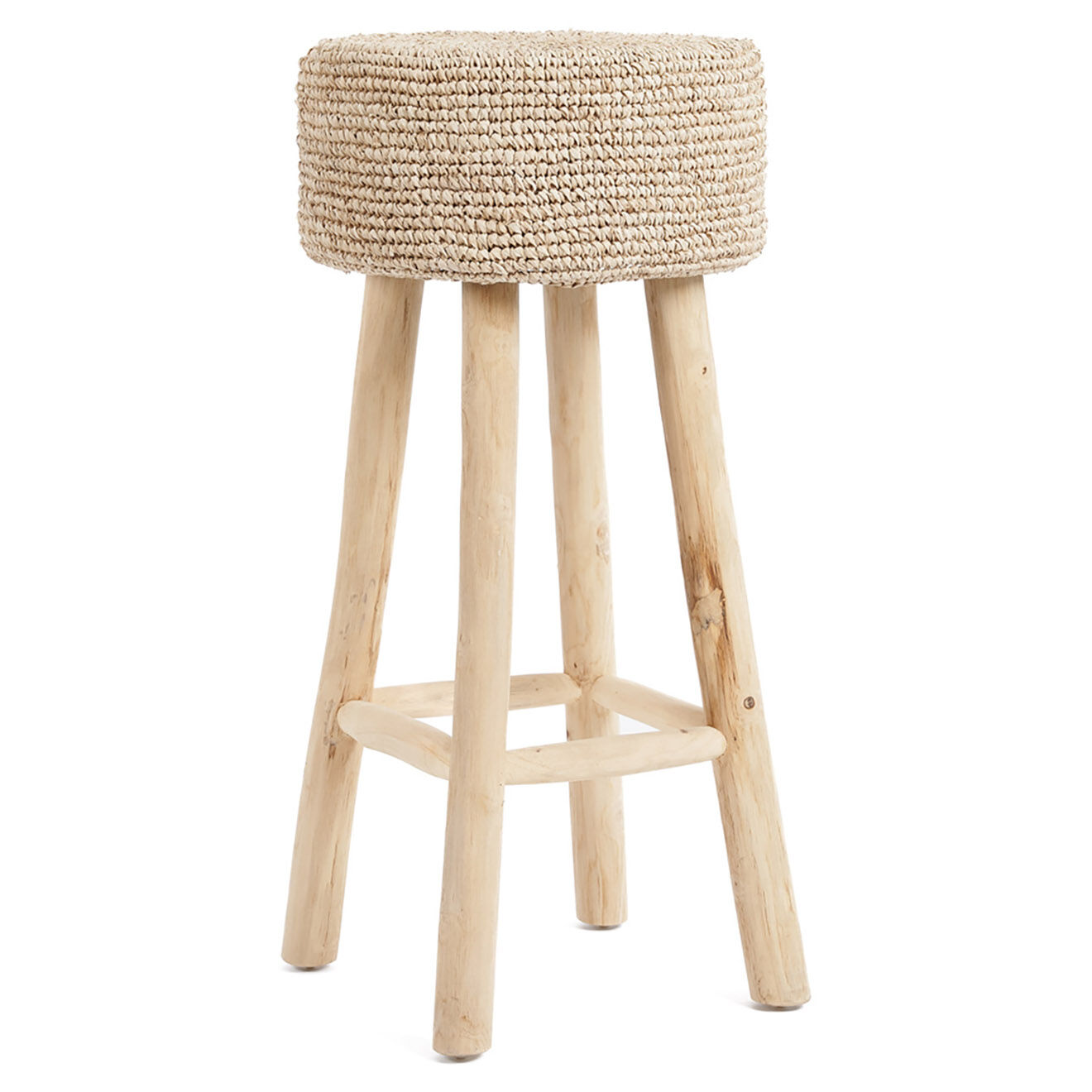 Bazar Bizar Tabouret de bar Raffia naturelle - 35x35x75 cm