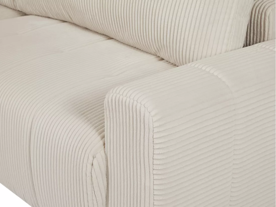 Canapé d'angle gauche convertible en velours côtelé beige RICIA