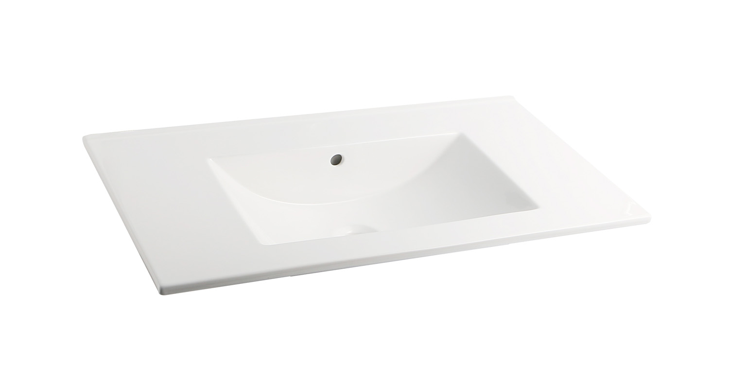 Fontana Rovigo badmeubel 100cm kasteel bruin met witte wastafel zonder kraangat en spiegelkast met verlichting