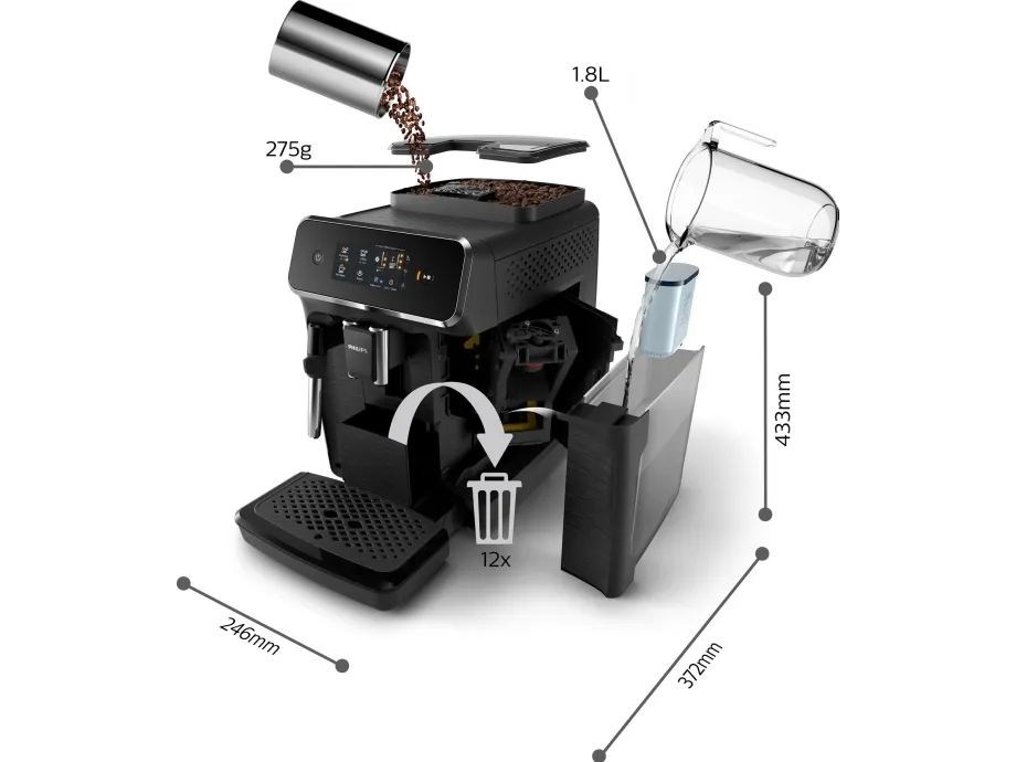 Philips Series 2200 EP2220 - Automatisk kaffemaskine med mælkeskummer - 15 bar - mat sort
