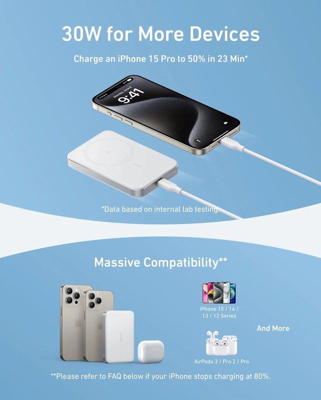 Anker MagGo Powerbank - 10000 mAh - MagSafe - 15W - Wit