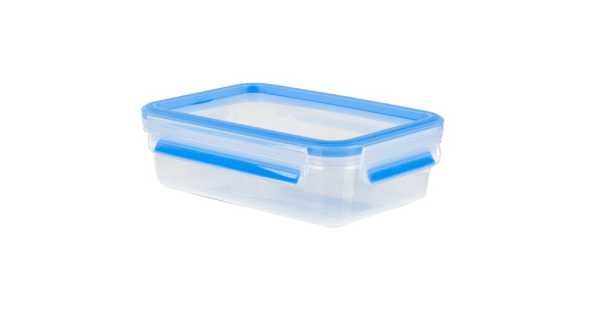 EmsaClip & Close vershoudbakje, 0,8 L doos  (Transparant/blauw, rechthoekig)