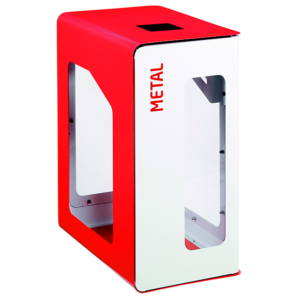 Borne de tri sélectif 90 L support-sac vigi sans serrure - cubatri - tri métal-blanc+rouge