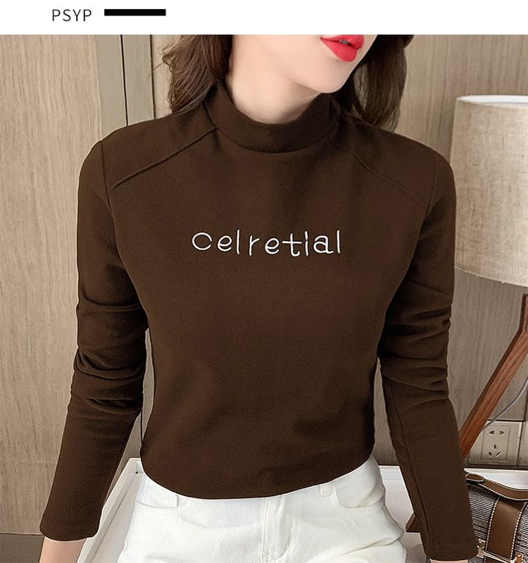 Enpheriado - T-shirt met lange mouwen, nephals en geborduurde letters, gevoerd met fleece