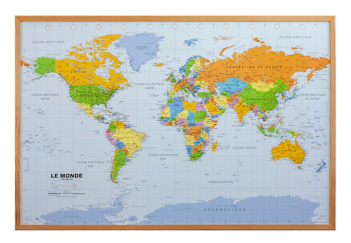 Tableau liège carte du monde L.90 x l.60 cm
