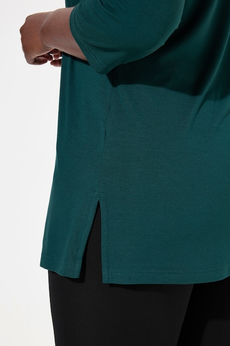 Shirt, tiefer Rundhalsausschnitt, 3/4 Arm