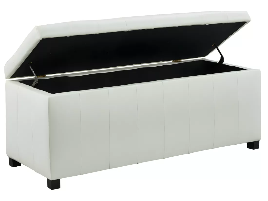 Banc coffre de rangement CONCIERTO en simili - Blanc