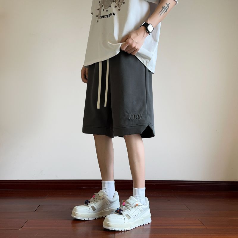 Obikan - Sweatshorts met trekkoord in de taille, effen letters en reliëf